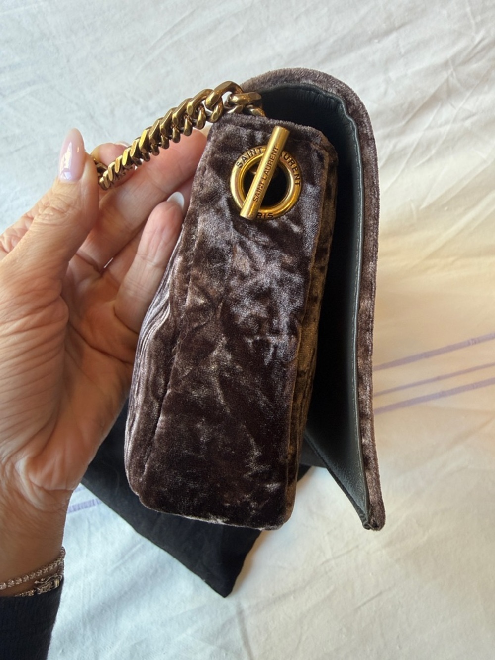 Saint Laurent Kate 99 Velvet YSL Monogram Clutch - Picture 3 of 12